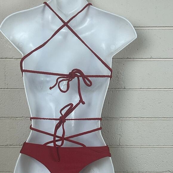Beach Bum Bikinis One Piece Red Swimsuit size S - Picture 6 of 8